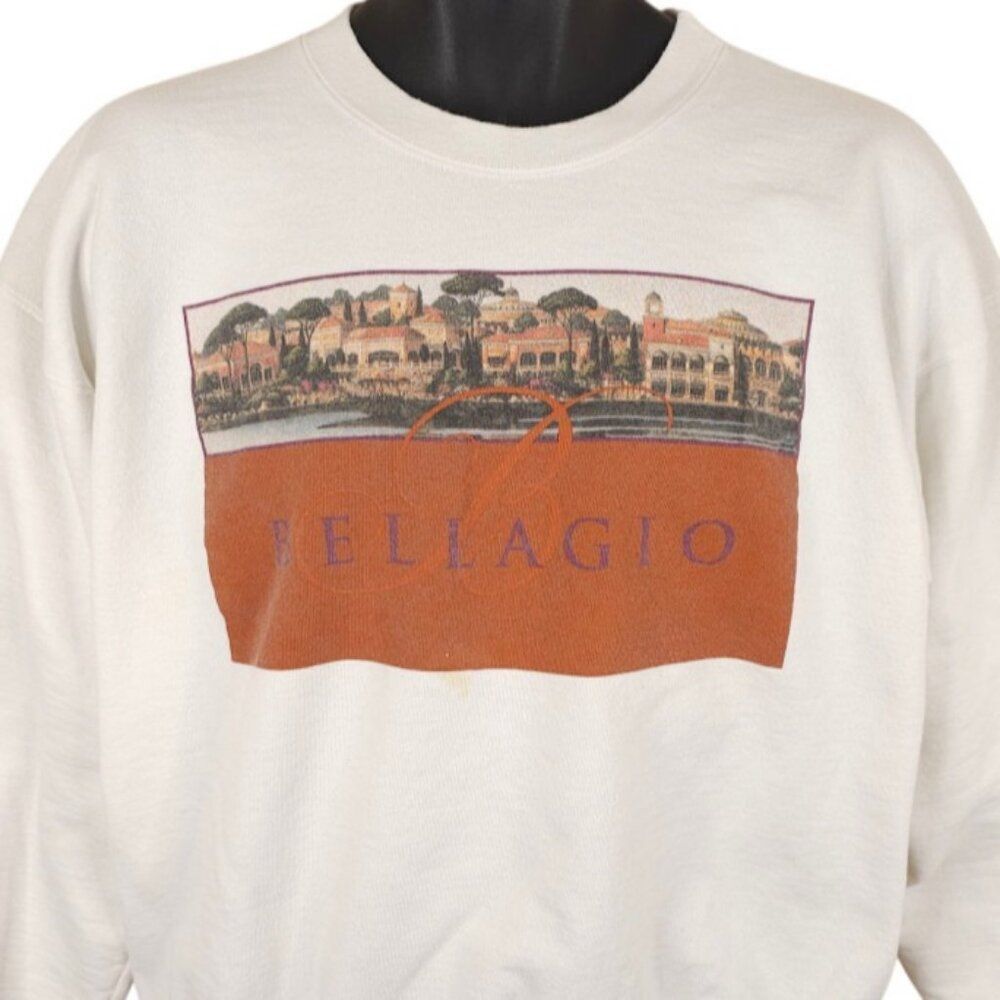 Bellagio Sweatshirt Mens Size Large White Las Vegas Casino Travel Destination